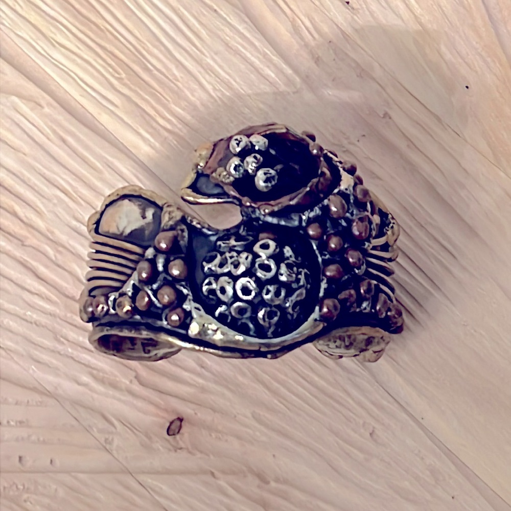 Vintage Abstract Brass, Silver, Copper Cuff